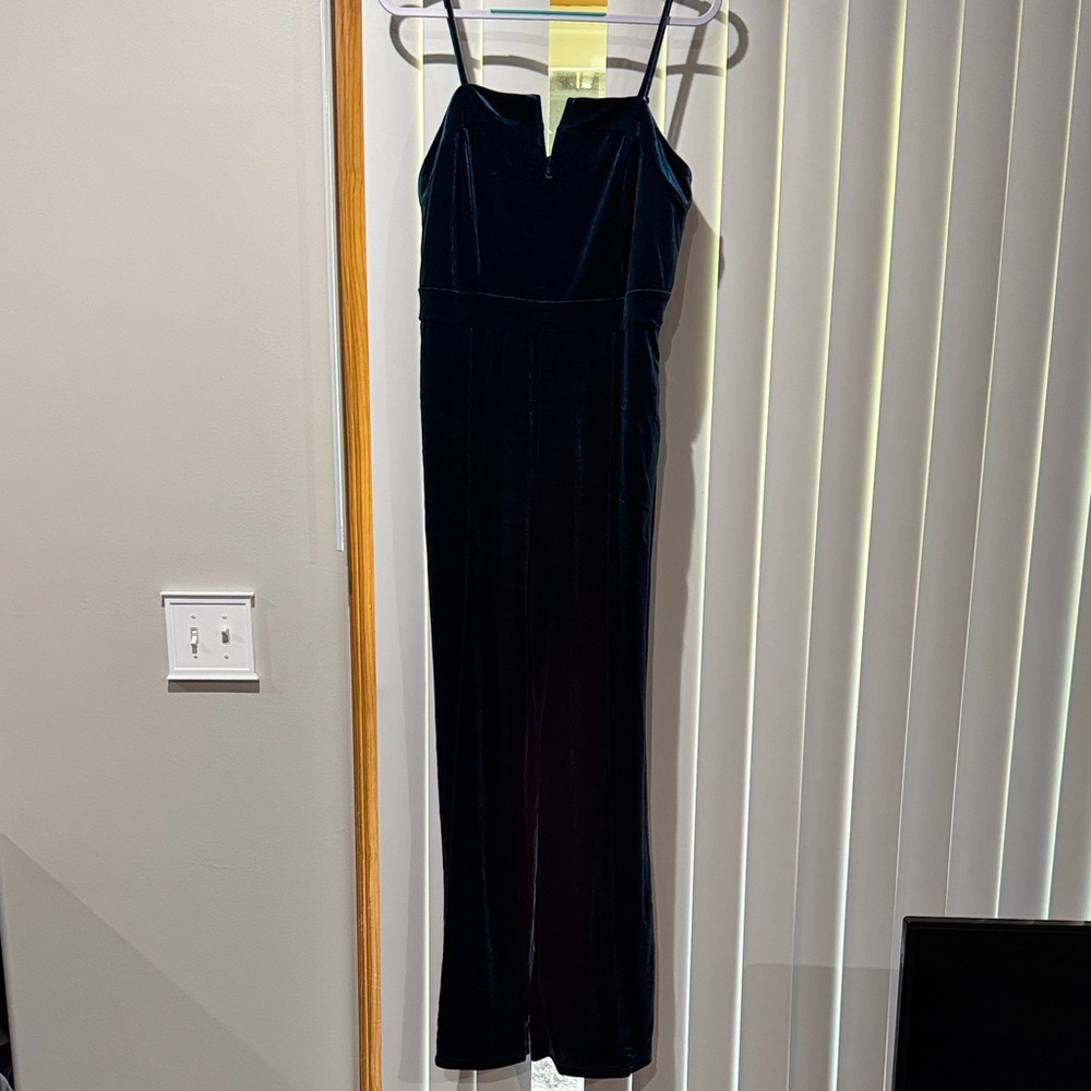 Elegant Dark Blue Velvet Jumpsuit